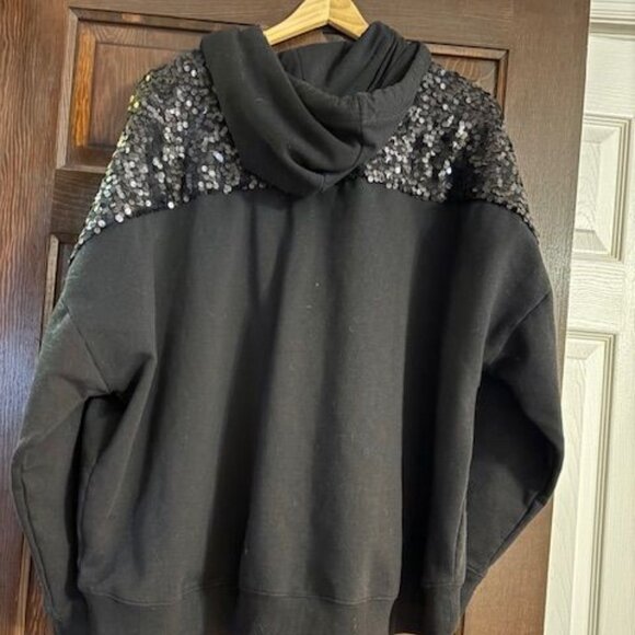 BLACK SEQUIN TOP HOODIE SWEATSHIRT SIZE 2X  TORRID - Picture 3 of 4